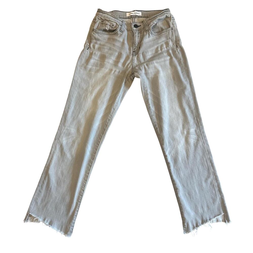Flying Monkey Straight Leg Cropped Gray Jeans